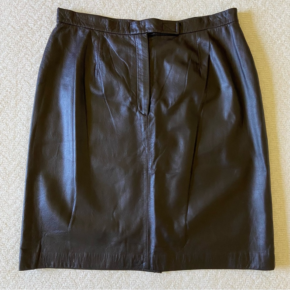 Apostrophe Brown Leather Skirt